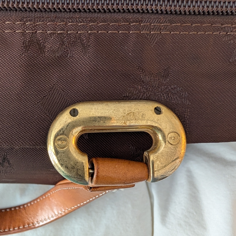 MCM Dark Brown Visetos Nylon Satchel - Picture 8 of 12